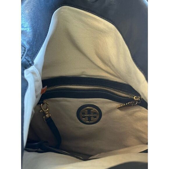 Tory Burch Soft Black Leather Foldover Convertible Crossbody Shoulder Tote Bag - Picture 7 of 8